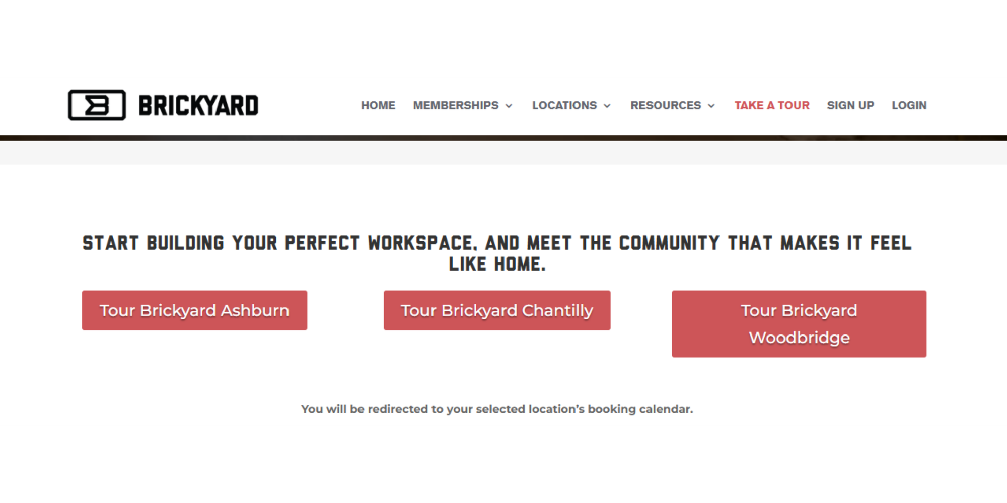Brickyard website screenshot showing 3 Koalendar booking links